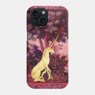 UNICORN IN WOODLAND LANDSCAPE AMONG GREENERY AND TREES Pink Blue Hues Phone Case