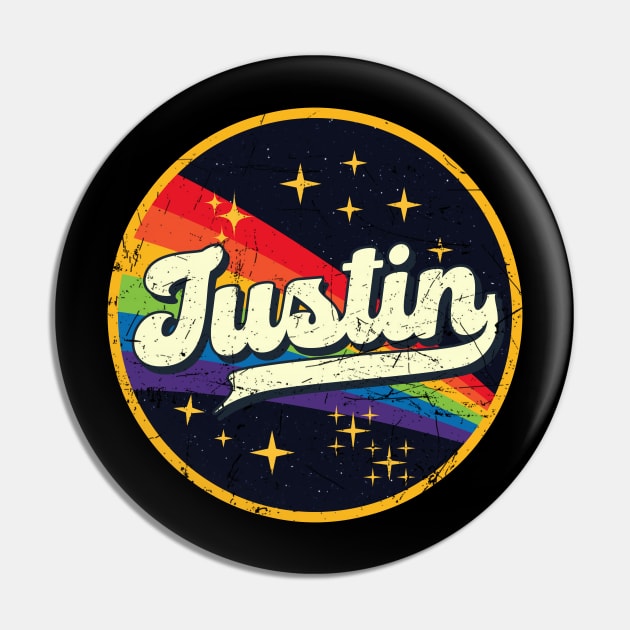 Justin // Rainbow In Space Vintage Grunge-Style Pin by LMW Art