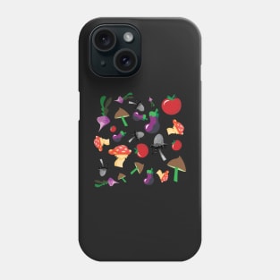 Mushrooms and Veggies Pattern Print Phone Case