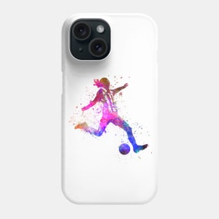 Girl playing soccer football player silhouette Phone Case