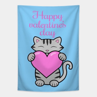 Valentines day cat Tapestry