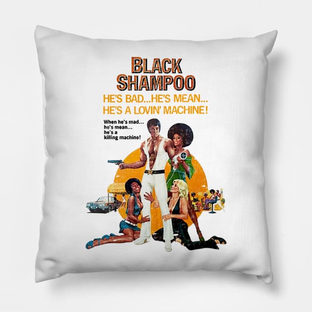 BLACK SHAMPOO 1976 Pillow by ANDREANUS