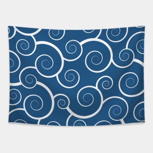 Blue Spiral Waves Tapestry
