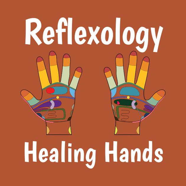 Reflexology Healing Hands (white text) (hand map) by Balanceandharmonyforreflexologists