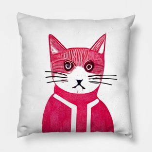 Gopnik Cat Retro Poster Vintage Art Cat Wall Gangster Pink Illustration Pillow