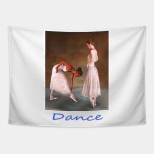 Two dancers women girls standing offstage Tapestry