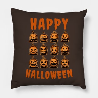 Happy Halloween - pumpkin faces Pillow