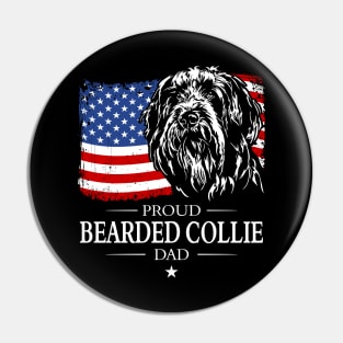 Proud Bearded Collie Dad American Flag patriotic gift dog Pin