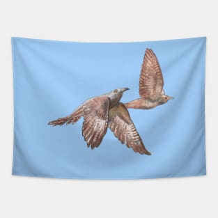 Cuckoo Birds in Flight Illustration Tapestry