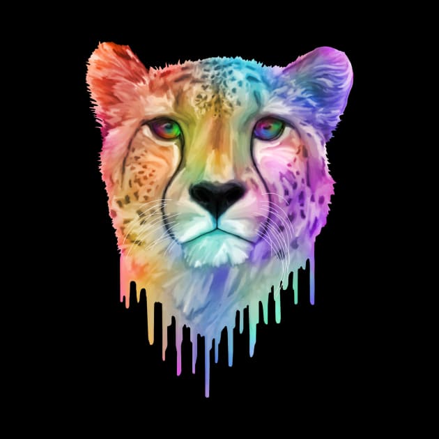 Rainbow Drip Cheetah Print by Art by Deborah Camp