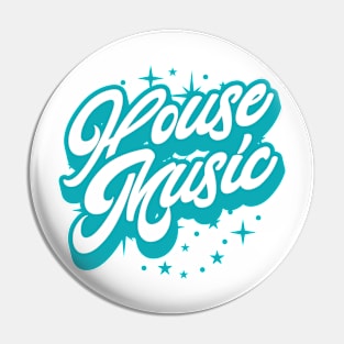 HOUSE MUSIC  - Signature And Stars (white/blue) Pin