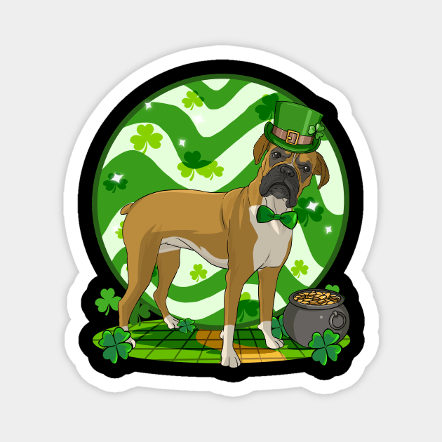 Boxer Dog St Patricks Day Leprechaun Magnet by Noseking