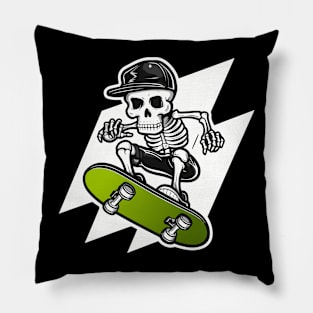 Skeleton Skull Skateboarder Skater Skating Pillow