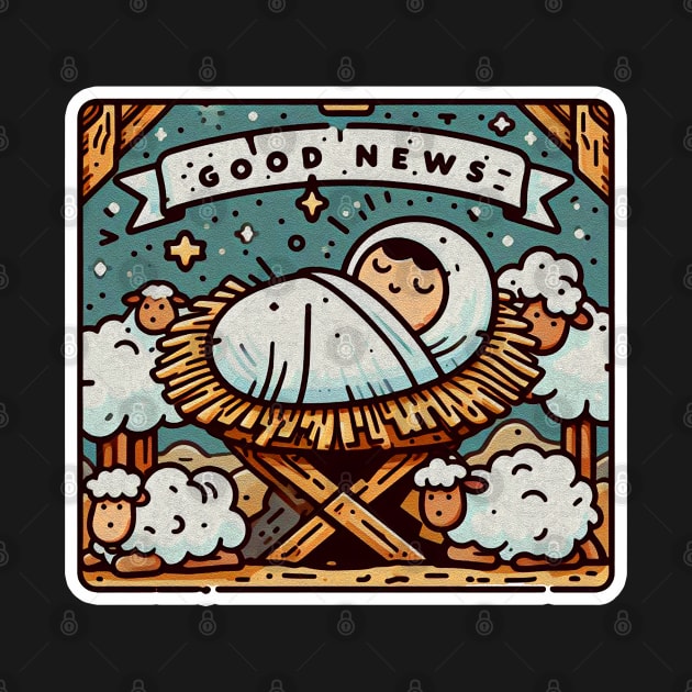 Glory to the Newborn King Jesus Manger Baby Sheep Good News  Gospel by Plushism