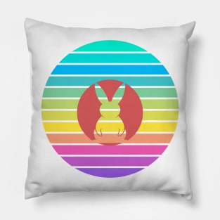 Cute Bunny - Rabbit on a Retro Multicolor Sunset Design Pillow