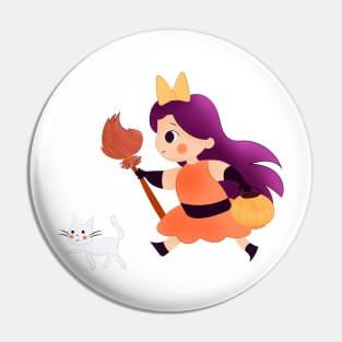 Cute little witchy and her cat Pin