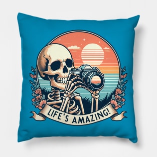 Life’s amazing - Skeleton photographer Pillow