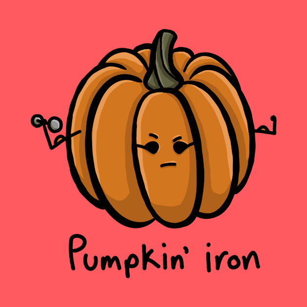 Pumpkin' Iron funny carved pumpkin quote with cute angry face funny pumpkin play on words simple minimal cartoon gourd by AlmightyClaire