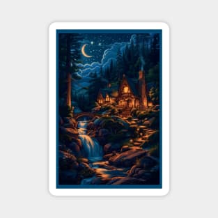 Elven Abode - Vintage Poster - Fantasy Magnet