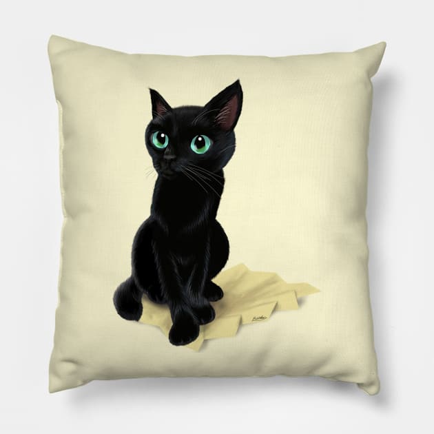 Black little kitty Pillow by BATKEI