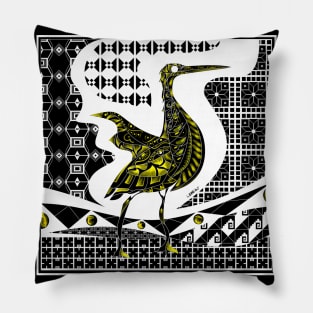 agami heron garza bird in ecopop talavera azulejo pattern wallpaper art Pillow