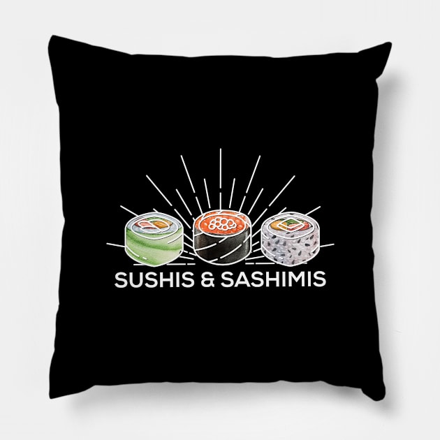 Letterkenny minimalist sushis and sashimis - white Pillow by PincGeneral