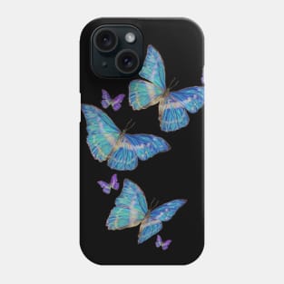 Flying Blue Butterflies Drawing Phone Case