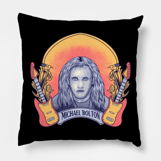 Michael Bolton - Retro Style Fan Art Design Pillow by margueritesauvages