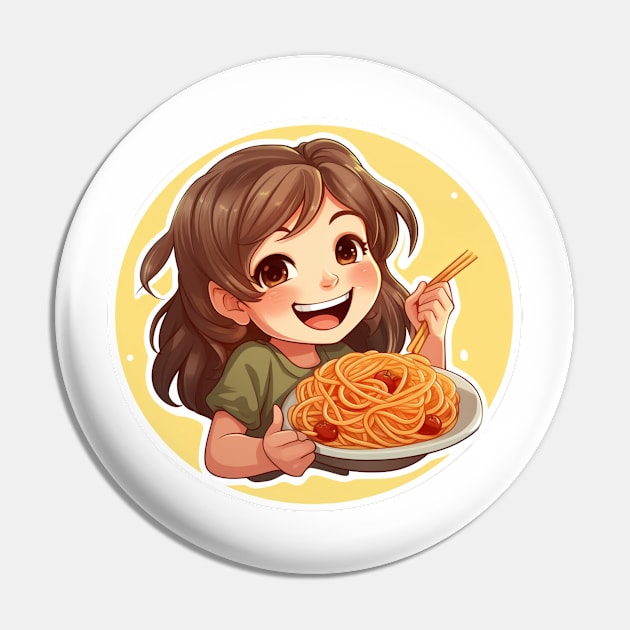 Cute Girl Eating Spaghetti Pin by Riverside-Moon
