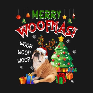 Bulldog Merry Woofmas Awesome Christmas T-Shirt