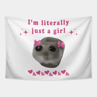 sad hamster meme a girl Tapestry