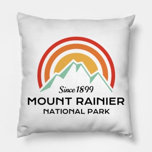 Mount Rainier National Park Retro Sticker Pillow