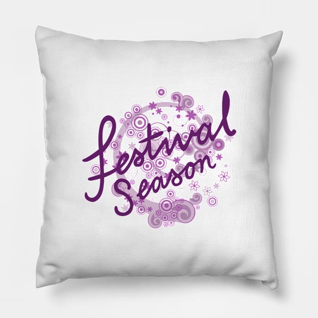 Festival Season Type Design Pinks & Purples Pillow by NataliePaskell