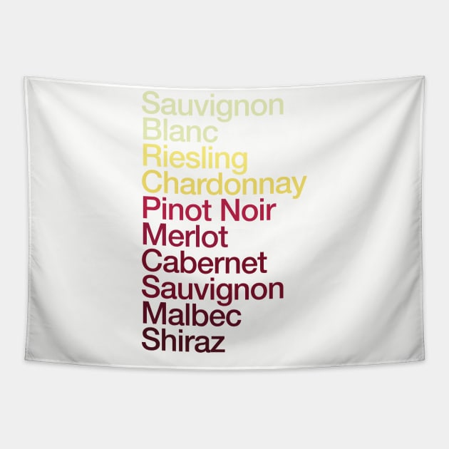 Wine Grapes List Color Chart - Pinot Noir Chardonnay Cabernet Tapestry by PodDesignShop