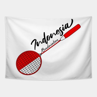 Indonesia Flag of Badminton Racquet Support (Indonesian) Badminton Pride Flag Tapestry