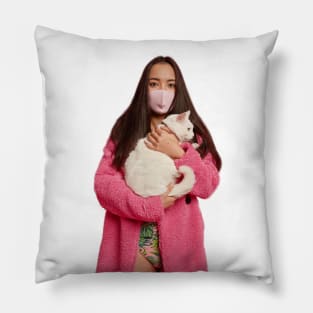 Girl with a cat - parody Pillow