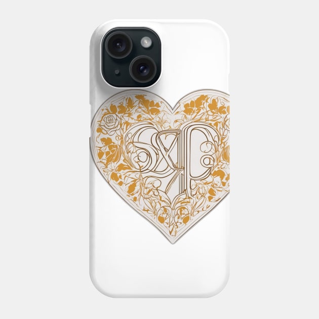 Elegant Golden Floral Heart Illustration No. 672 Phone Case by cornelliusy