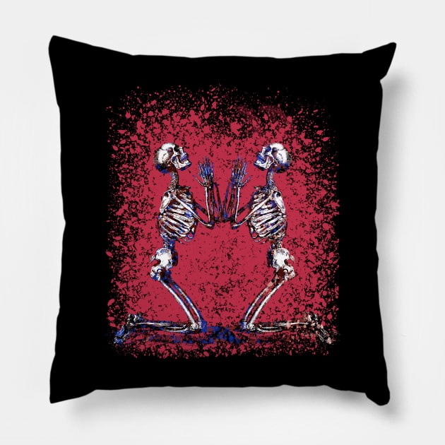 Praying skeletons Pillow by DaveDanchuk