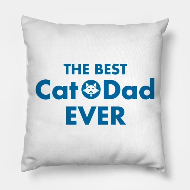 The Best Cat Dad Ever Blue Pillow by Cinestore Merch