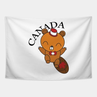 Happy Canadian Beaver Tapestry