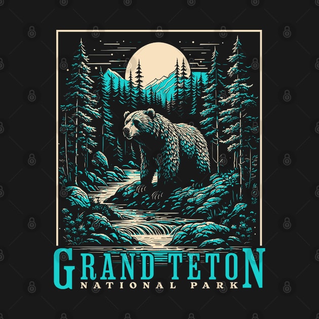 Grand Teton Wyoming US National Park Hiking Mountains by Sassee Designs