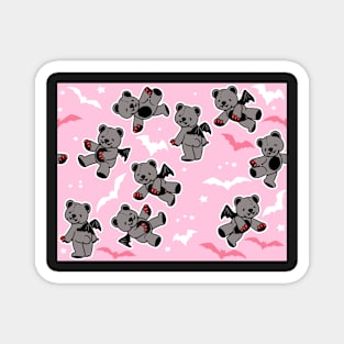 Goth Bears on Pink Magnet