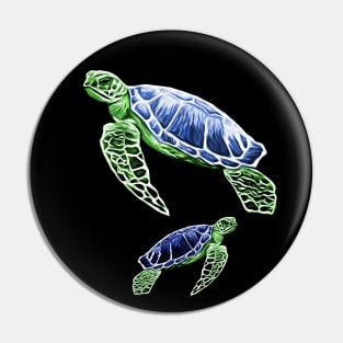 Blue Green Sea Turtles Pin