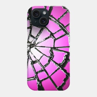 Cracked glass pattern, with pattern, black, pink, cracks Phone Case