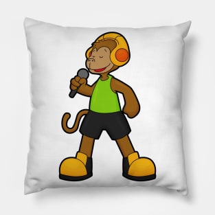 Monkey as Singer with Microphone & Headphone Pillow