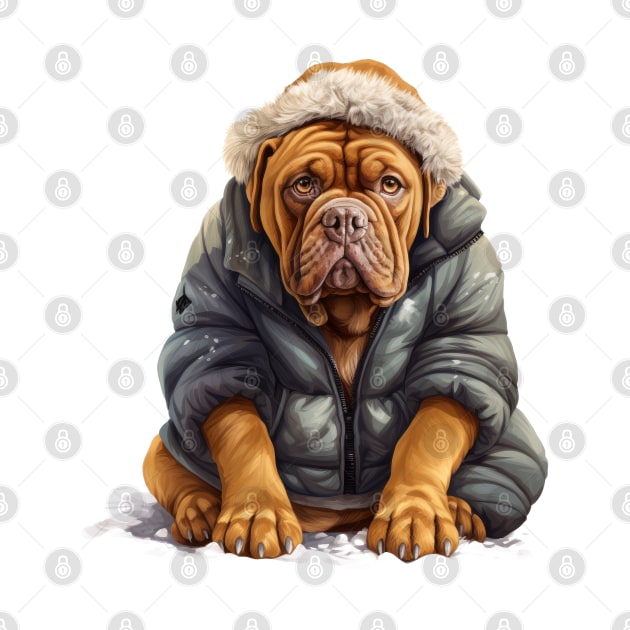 Winter Dogue de Bordeaux Dog by Chromatic Fusion Studio