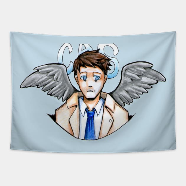 Cas, fallen angel Tapestry by shikicraig