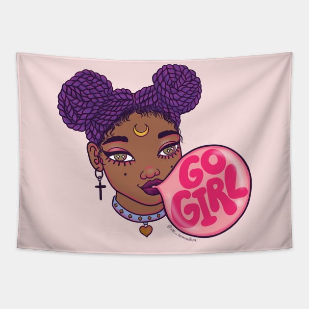 Go girl Tapestry by @isedrawing