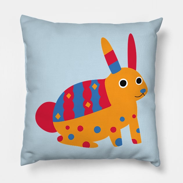 Cute Cartoon Rabbit Pillow by FunnyMoonCosmic