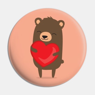 Cute cartoon bear holding heart. Pin